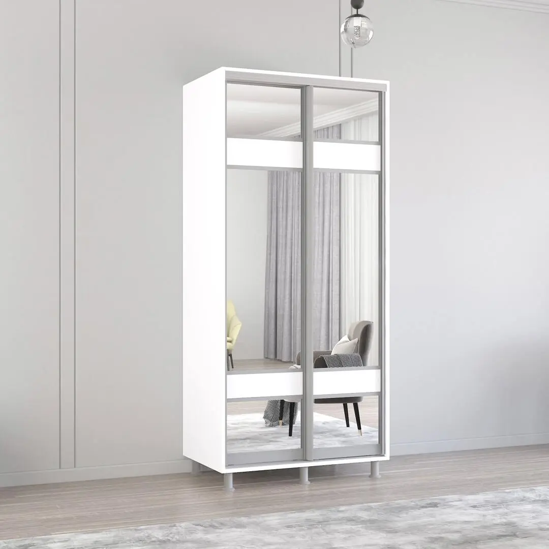 Dulap-cupe Mobildor Aron-P cu oglinda K3 Zebra 100x230x60 (White)