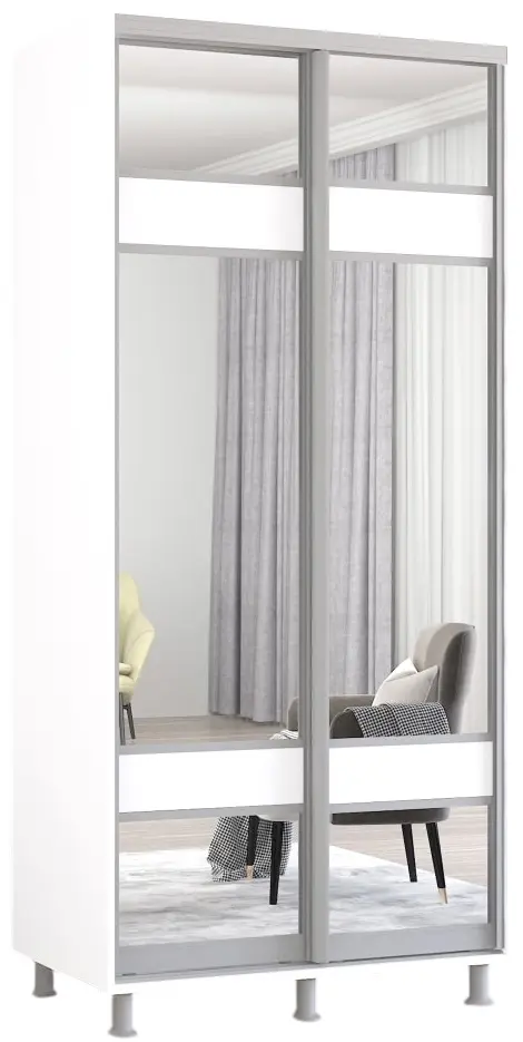 Шкаф-купе Mobildor Aron-P с зеркалом K3 Zebra 130x230x60 (White) - 2
