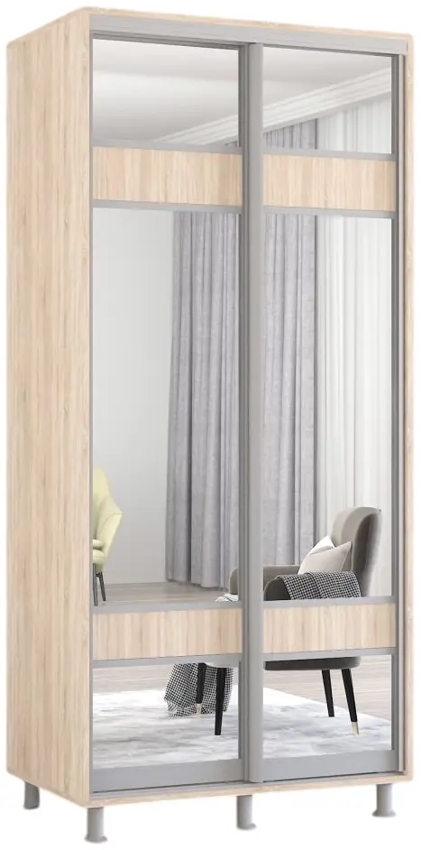 Шкаф-купе Mobildor Aron-P с зеркалом K3 Zebra 140x210x60 (Sonoma Oak) - 3