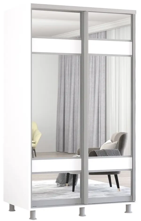Шкаф-купе Mobildor Aron-P с зеркалом K3 Zebra 150x230x60 (White) - 3