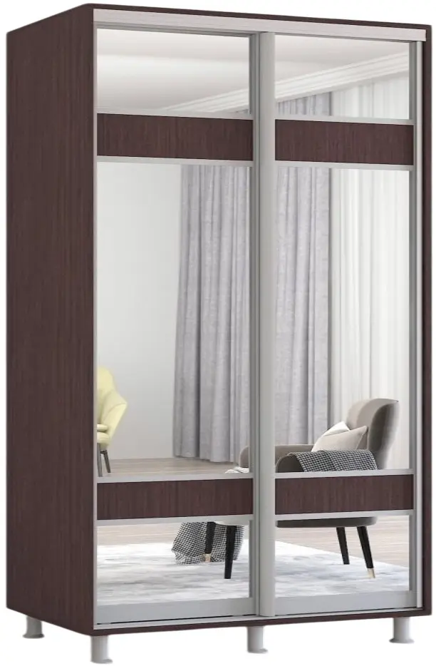 Dulap-cupe Mobildor Aron-P cu oglinda K3 Zebra 170x240x60 (Wenge)