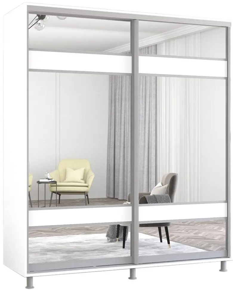 Шкаф-купе Mobildor Aron-P с зеркалом K3 Zebra 190x210x60 (White) - 2