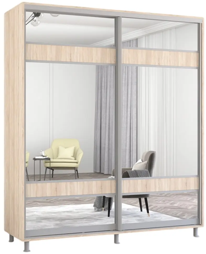 Шкаф-купе Mobildor Aron-P с зеркалом K3 Zebra 190x220x60 (Sonoma Oak) - 2