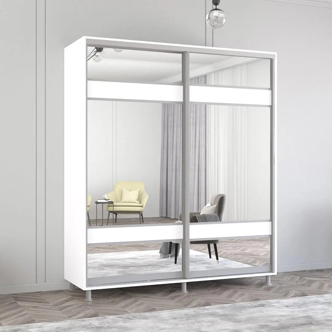Шкаф-купе Mobildor Aron-P с зеркалом K3 Zebra 200x210x60 (White)