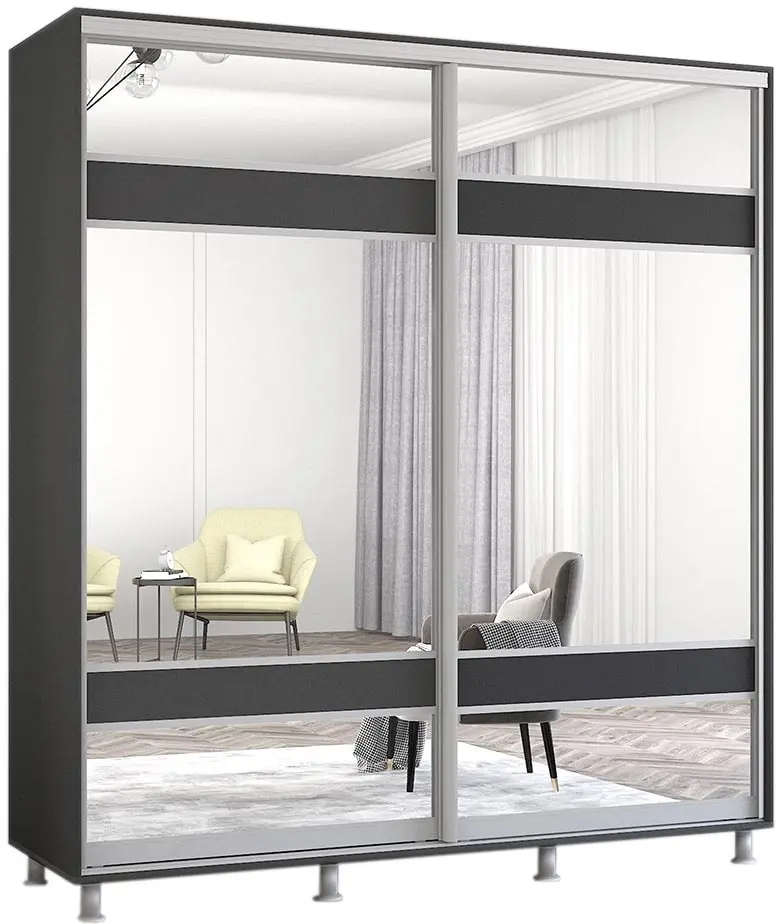 Dulap-cupe Mobildor Aron-P cu oglinda K3 Zebra 200x240x60 (Anthracite)