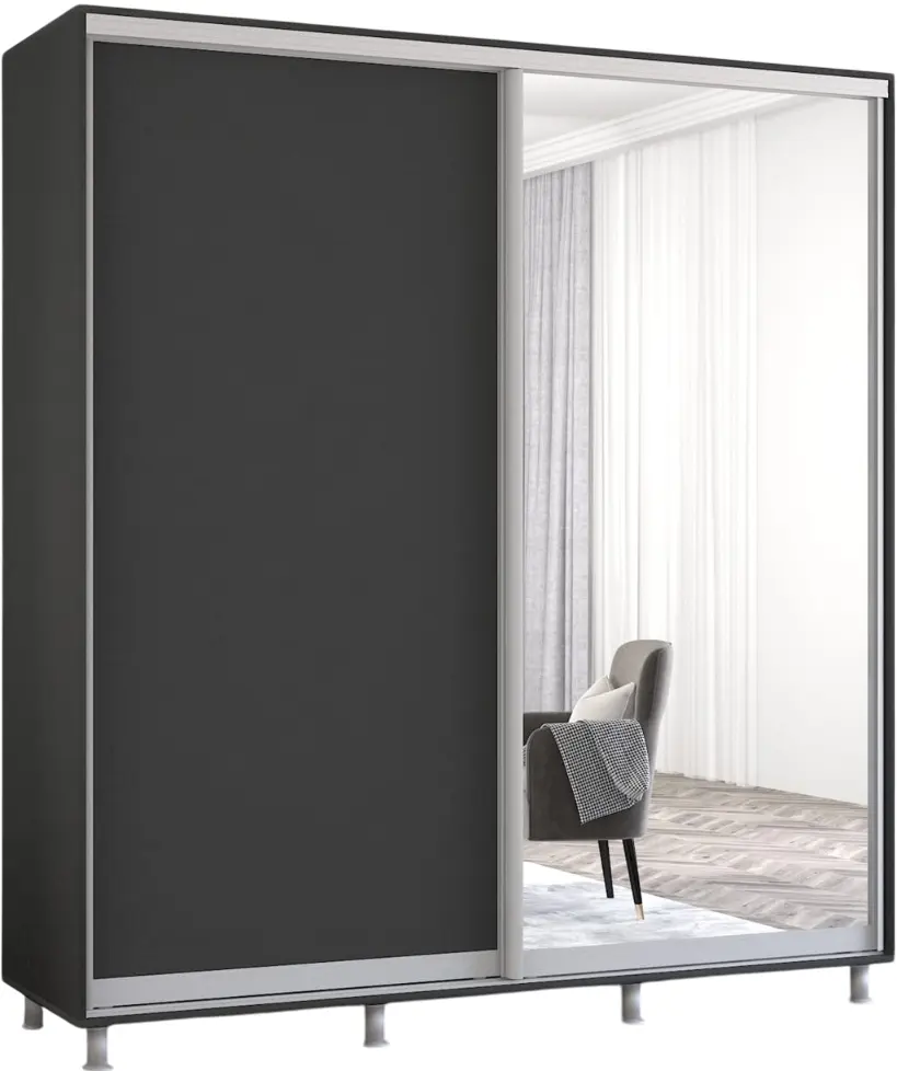 Шкаф-купе Mobildor Aron-S 1 зеркало/1 ДСП 200x200x60 (Anthracite) - 2