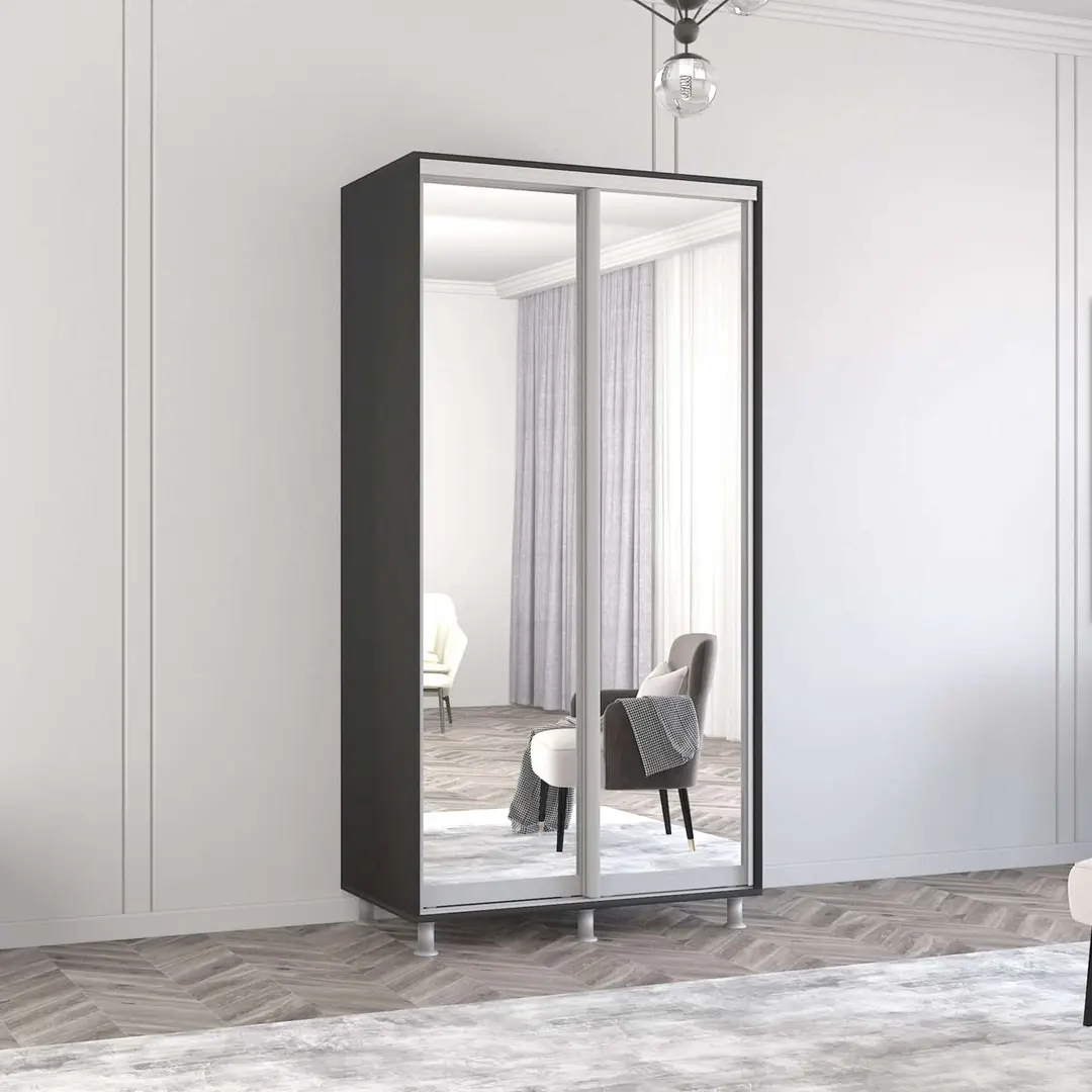 Шкаф-купе Mobildor Aron-S 2 зеркальные двери 110x200x60 (Anthracite)