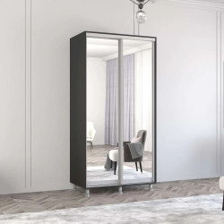 Шкаф-купе Mobildor Aron-S 2 зеркальные двери 110x240x60 (Anthracite)