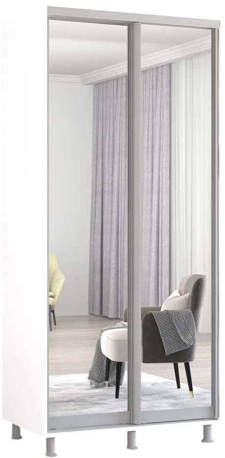 Шкаф-купе Mobildor Aron-S 2 зеркальные двери 110x240x60 (White) - 2