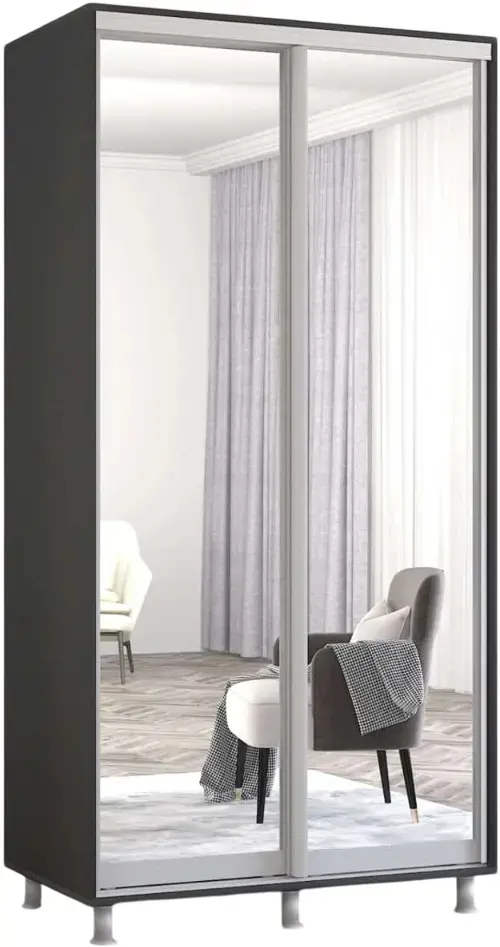 Шкаф-купе Mobildor Aron-S 2 зеркальные двери 120x200x60 (Anthracite) - 2