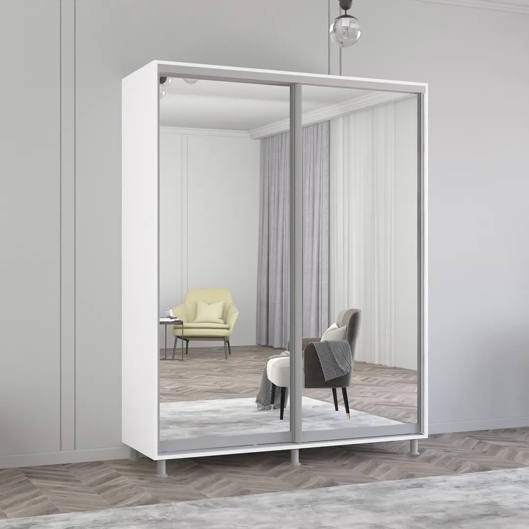 Шкаф-купе Mobildor Aron-S 2 зеркальные двери 150x220x60 (White)
