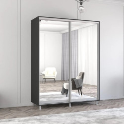 Шкаф-купе Mobildor Aron-S 2 зеркальные двери 160x210x60 (Anthracite)