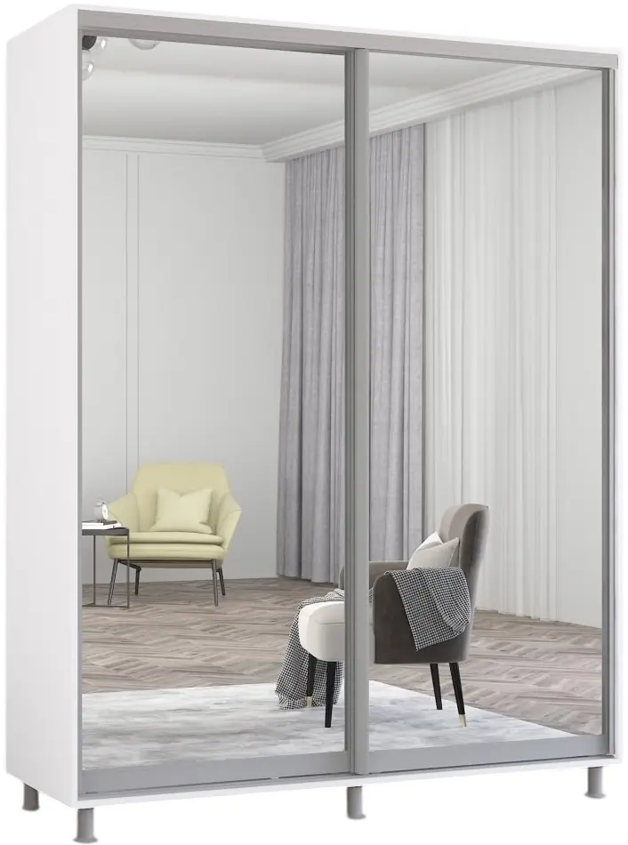 Шкаф-купе Mobildor Aron-S 2 зеркальные двери 160x210x60 (White) - 2