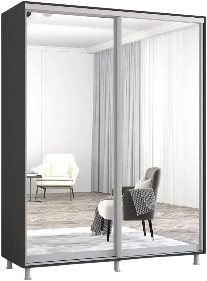 Шкаф-купе Mobildor Aron-S 2 зеркальные двери 160x220x60 (Anthracite) - 2