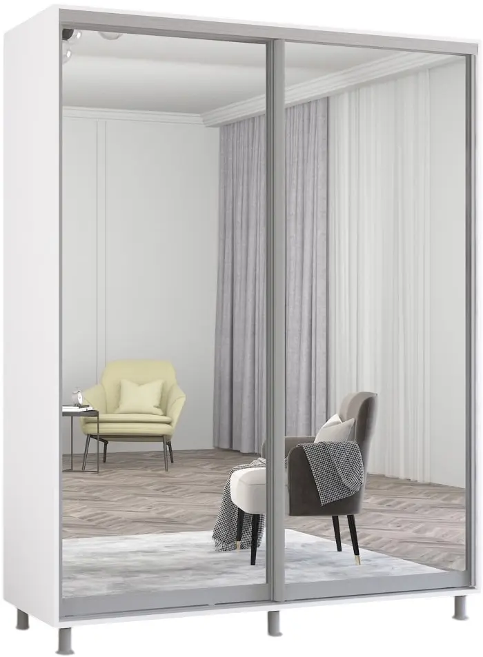 Шкаф-купе Mobildor Aron-S 2 зеркальные двери 170x200x60 (White) - 2