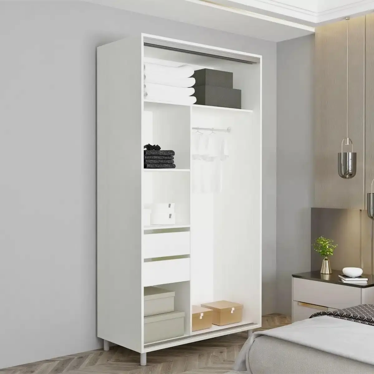 Dulap-cupe Mobildor Aron-S 2 usi oglinda 170x220x60 (White) - 3