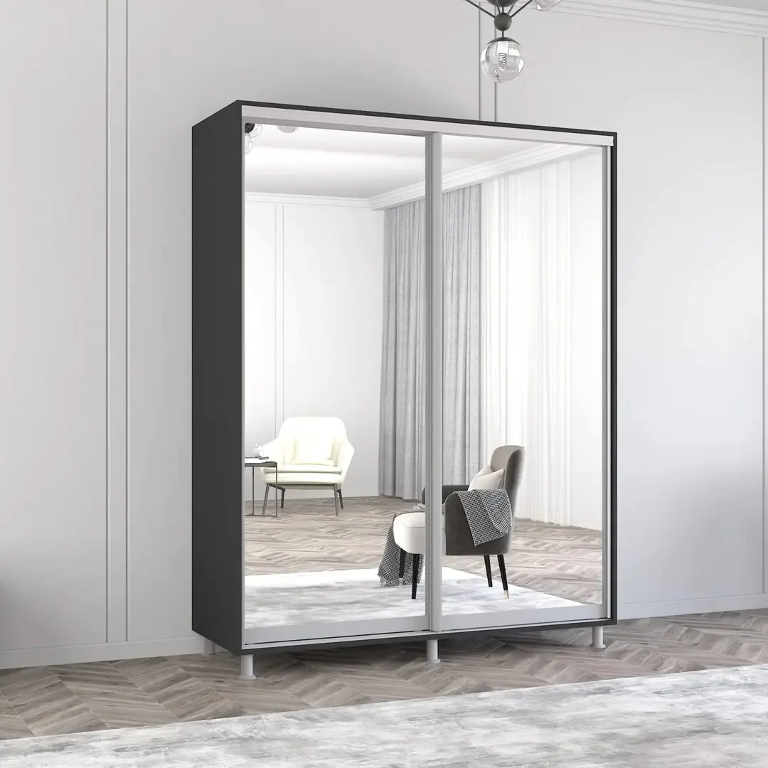 Шкаф-купе Mobildor Aron-S 2 зеркальные двери 180x230x60 (Anthracite)