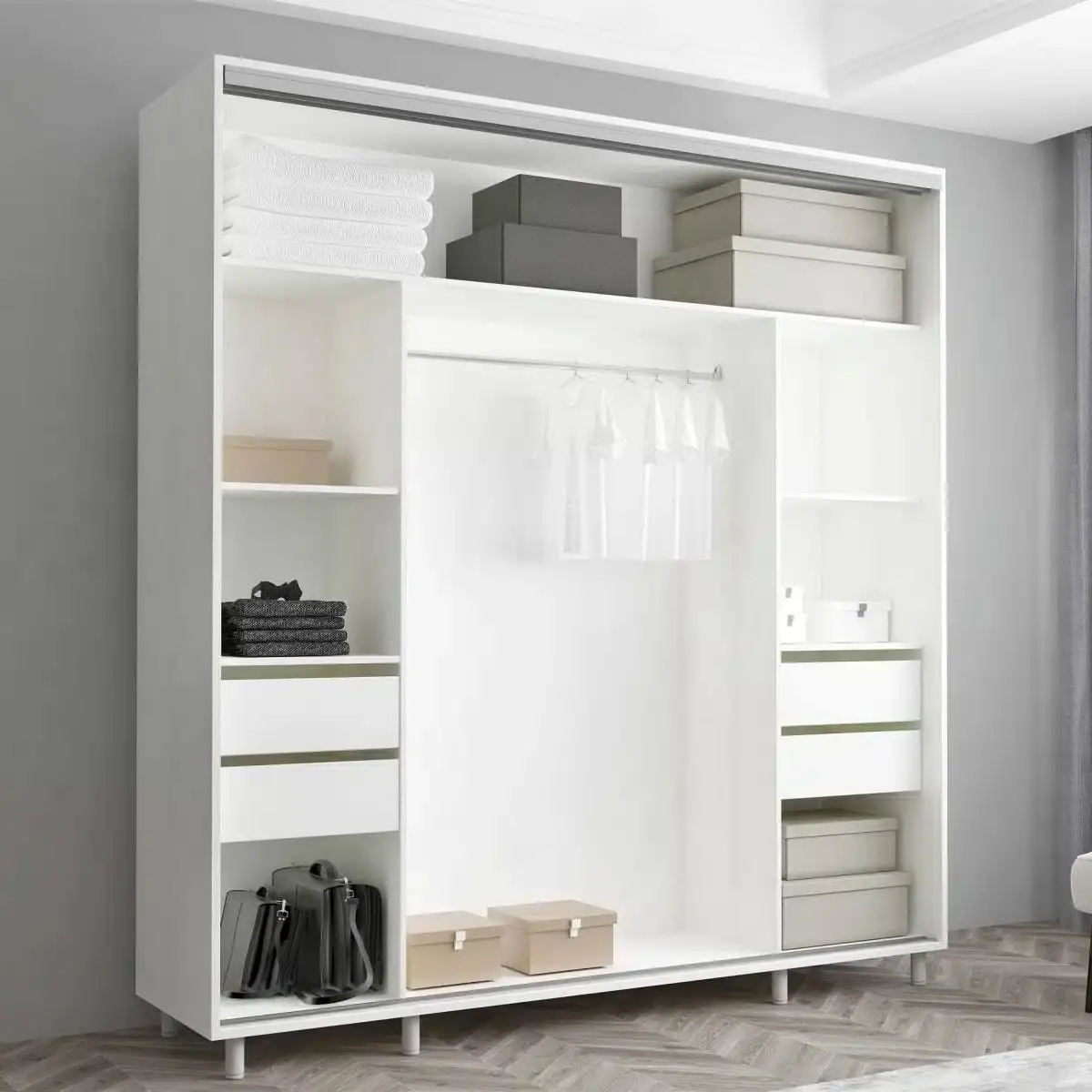 Dulap-cupe Mobildor Aron-S K 190x210x60 (White/Sonoma Oak) - 3