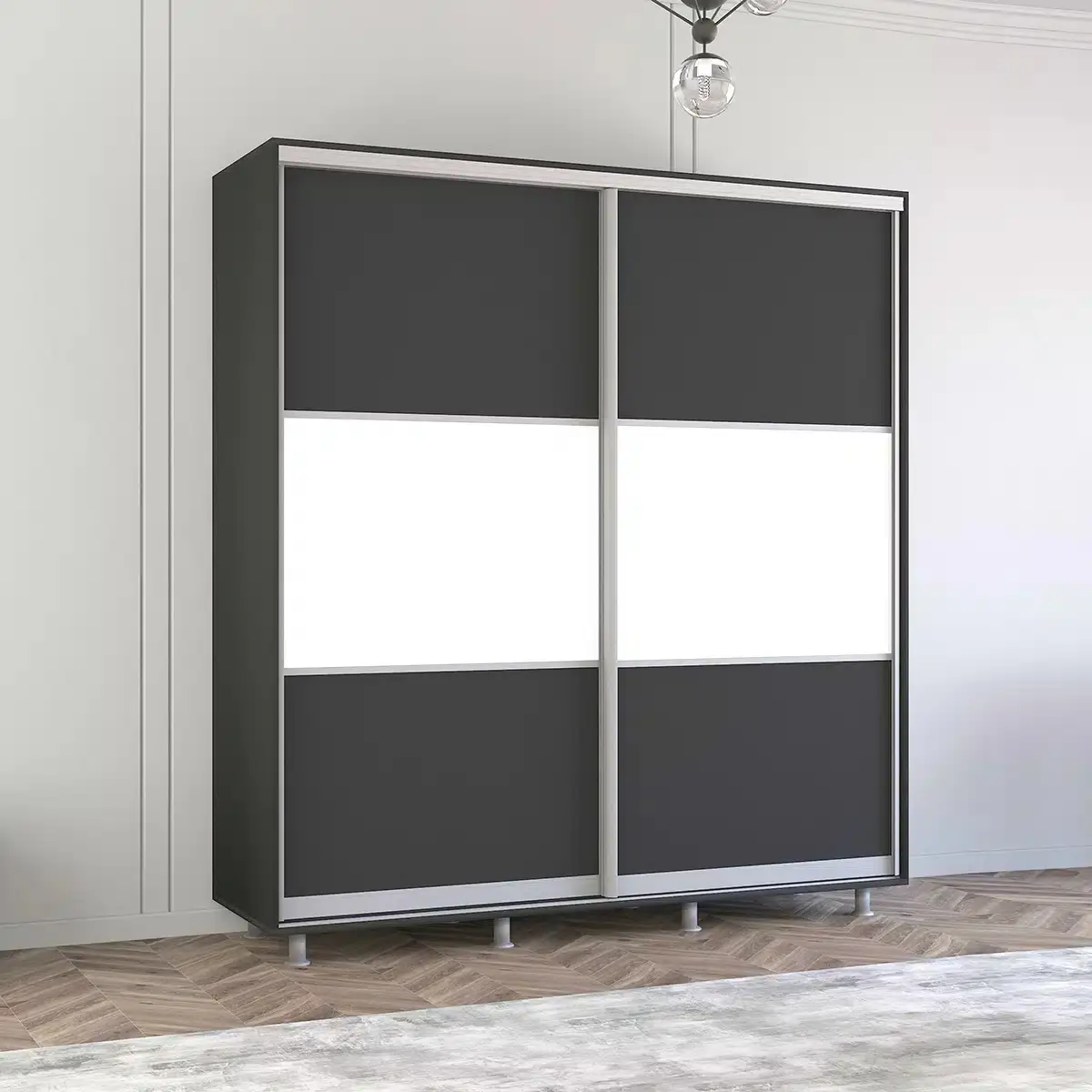 Шкаф-купе Mobildor Aron-S K 190x230x60 (Anthracite/White)