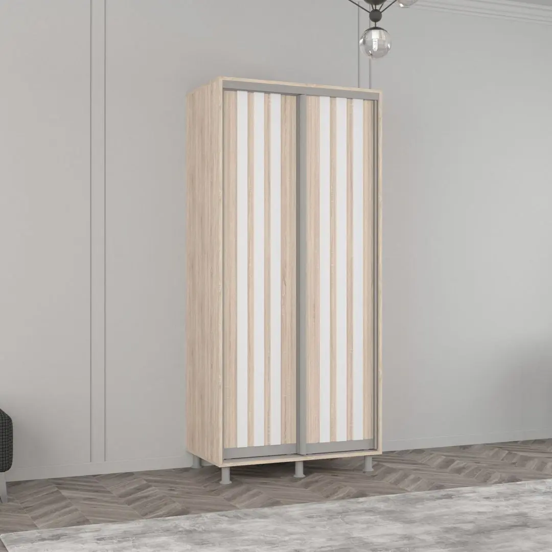 Dulap-cupe Mobildor Aron cu lamele 100x230x60 (Sonoma Oak/White)