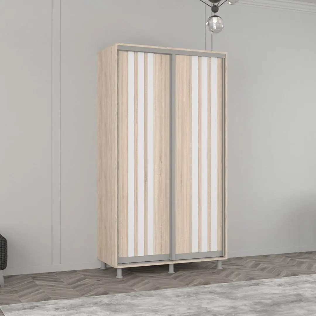 Dulap-cupe Mobildor Aron cu lamele 130x210x60 (Sonoma Oak/White)