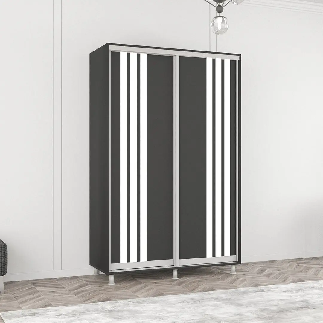 Dulap-cupe Mobildor Aron cu lamele 130x230x60 (Anthracite/White)