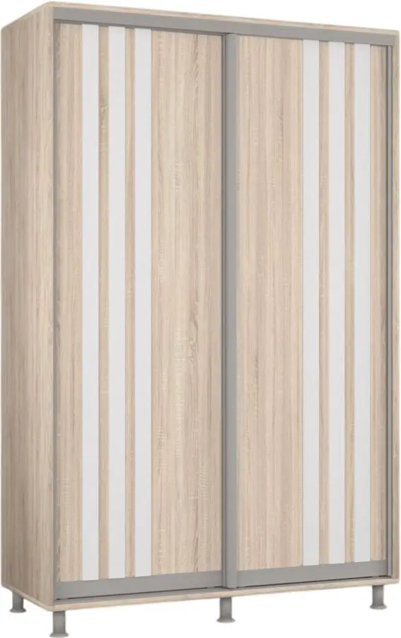 Dulap-cupe Mobildor Aron cu lamele 140x220x60 (Sonoma Oak/White) - 2