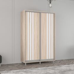 Dulap-cupe Mobildor Aron cu lamele 140x220x60 (Sonoma Oak/White)