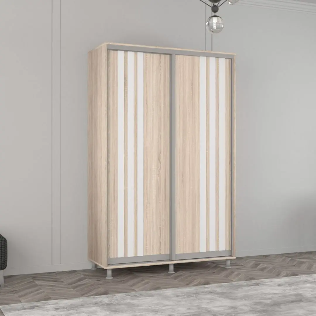 Dulap-cupe Mobildor Aron cu lamele 150x210x60 (Sonoma Oak/White)