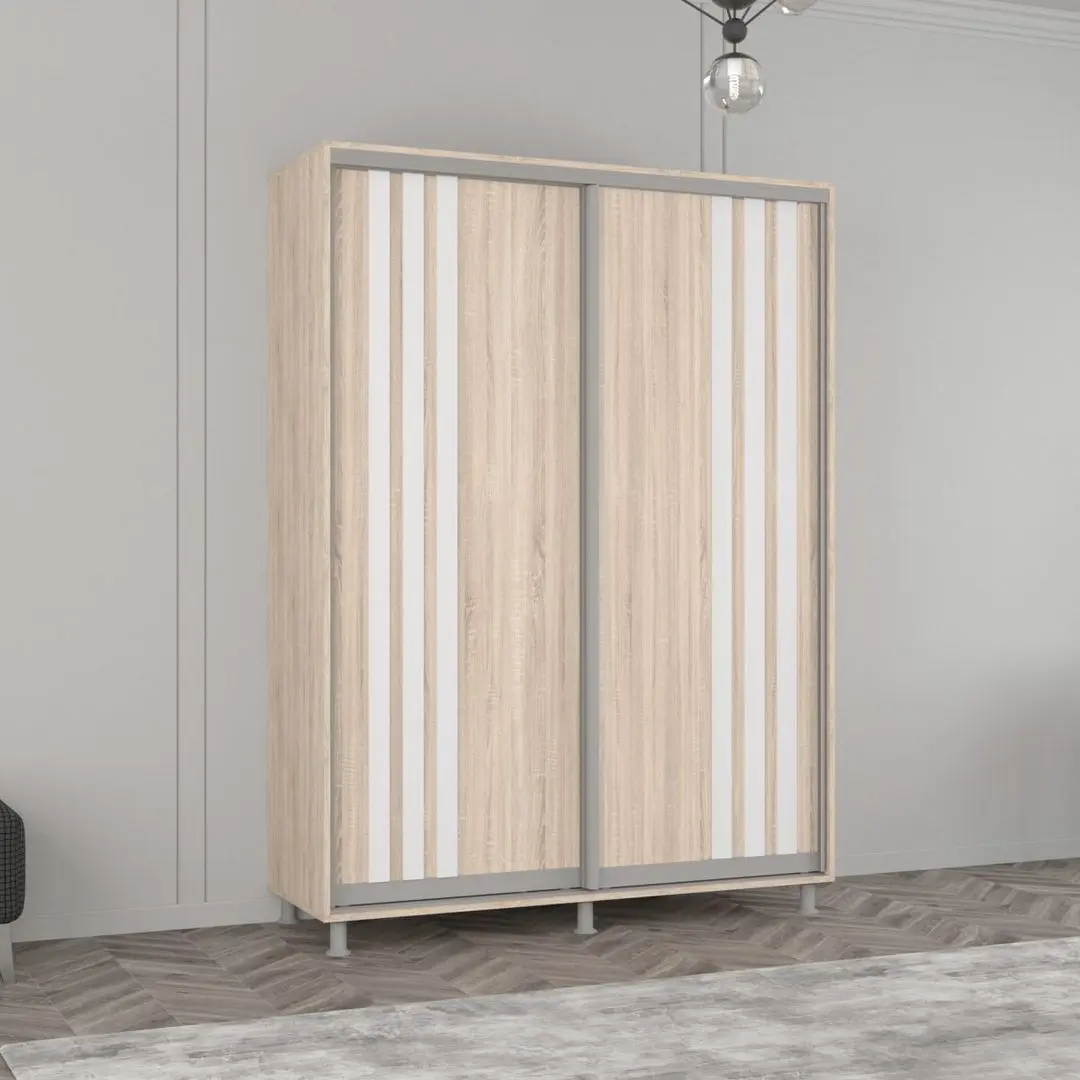 Dulap-cupe Mobildor Aron cu lamele 160x220x60 (Sonoma Oak/White)