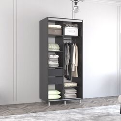 Шкаф-купе Mobildor Aron с ламелями 170x200x60 (Anthracite/White) Thumb