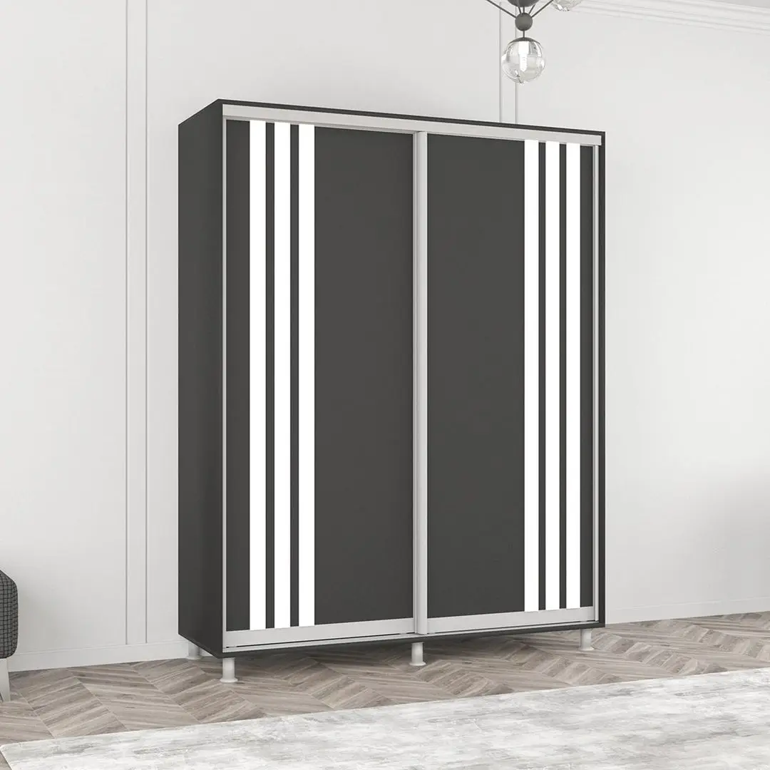 Шкаф-купе Mobildor Aron с ламелями 170x200x60 (Anthracite/White)