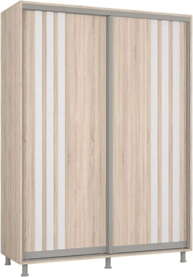 Dulap-cupe Mobildor Aron cu lamele 170x220x60 (Sonoma Oak/White) - 2