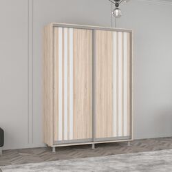 Dulap-cupe Mobildor Aron cu lamele 170x220x60 (Sonoma Oak/White)