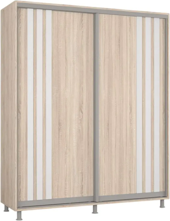 Dulap-cupe Mobildor Aron cu lamele 180x200x60 (Sonoma Oak/White) - 2