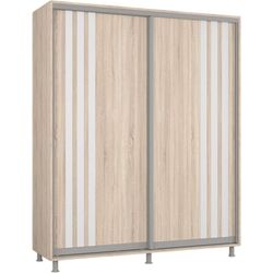 Dulap-cupe Mobildor Aron cu lamele 180x220x60 (Sonoma Oak/White) Thumb
