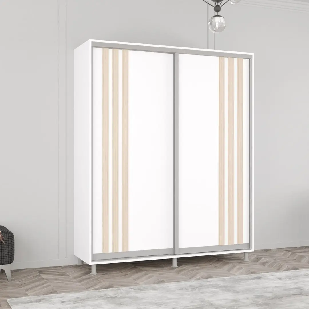 Dulap-cupe Mobildor Aron cu lamele 180x230x60 (White/Sonoma Oak)
