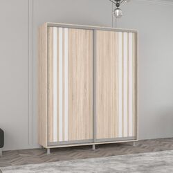 Dulap-cupe Mobildor Aron cu lamele 180x240x60 (Sonoma Oak/White)