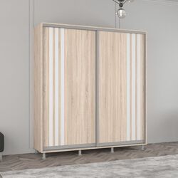 Dulap-cupe Mobildor Aron cu lamele 190x210x60 (Sonoma Oak/White)