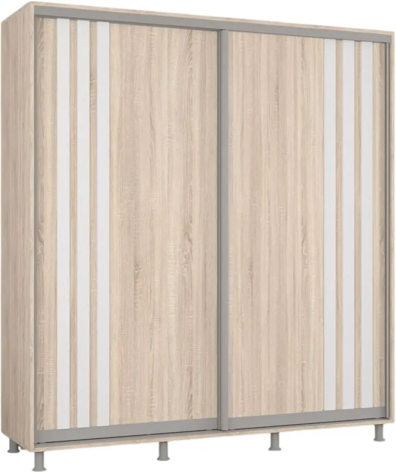 Dulap-cupe Mobildor Aron cu lamele 190x220x60 (Sonoma Oak/White) - 2