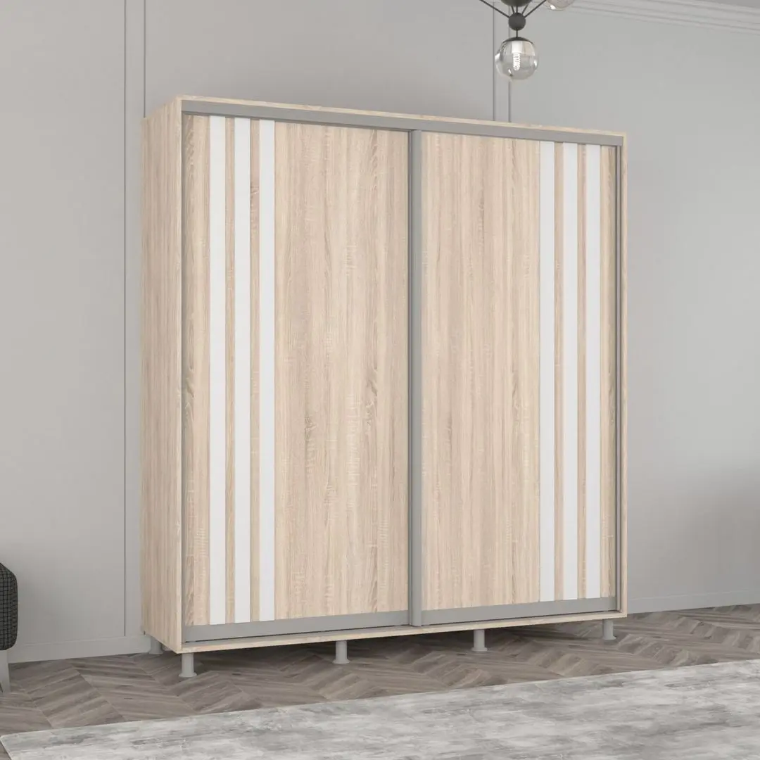 Dulap-cupe Mobildor Aron cu lamele 190x230x60 (Sonoma Oak/White)