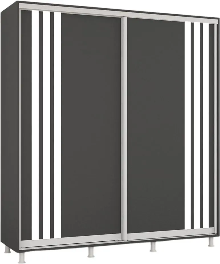 Dulap-cupe Mobildor Aron cu lamele 190x240x60 (Anthracite/White) - 2