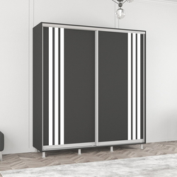 Dulap-cupe Mobildor Aron cu lamele 200x210x60 (Anthracite/White)