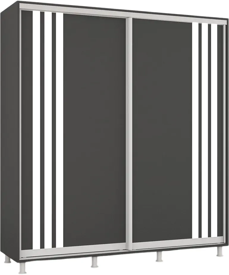 Dulap-cupe Mobildor Aron cu lamele 210x200x60 (Anthracite/White) - 2