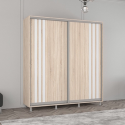Dulap-cupe Mobildor Aron cu lamele 210x200x60 (Sonoma Oak/White)