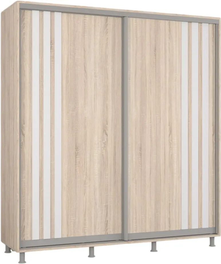 Dulap-cupe Mobildor Aron cu lamele 210x210x60 (Sonoma Oak/White) - 2