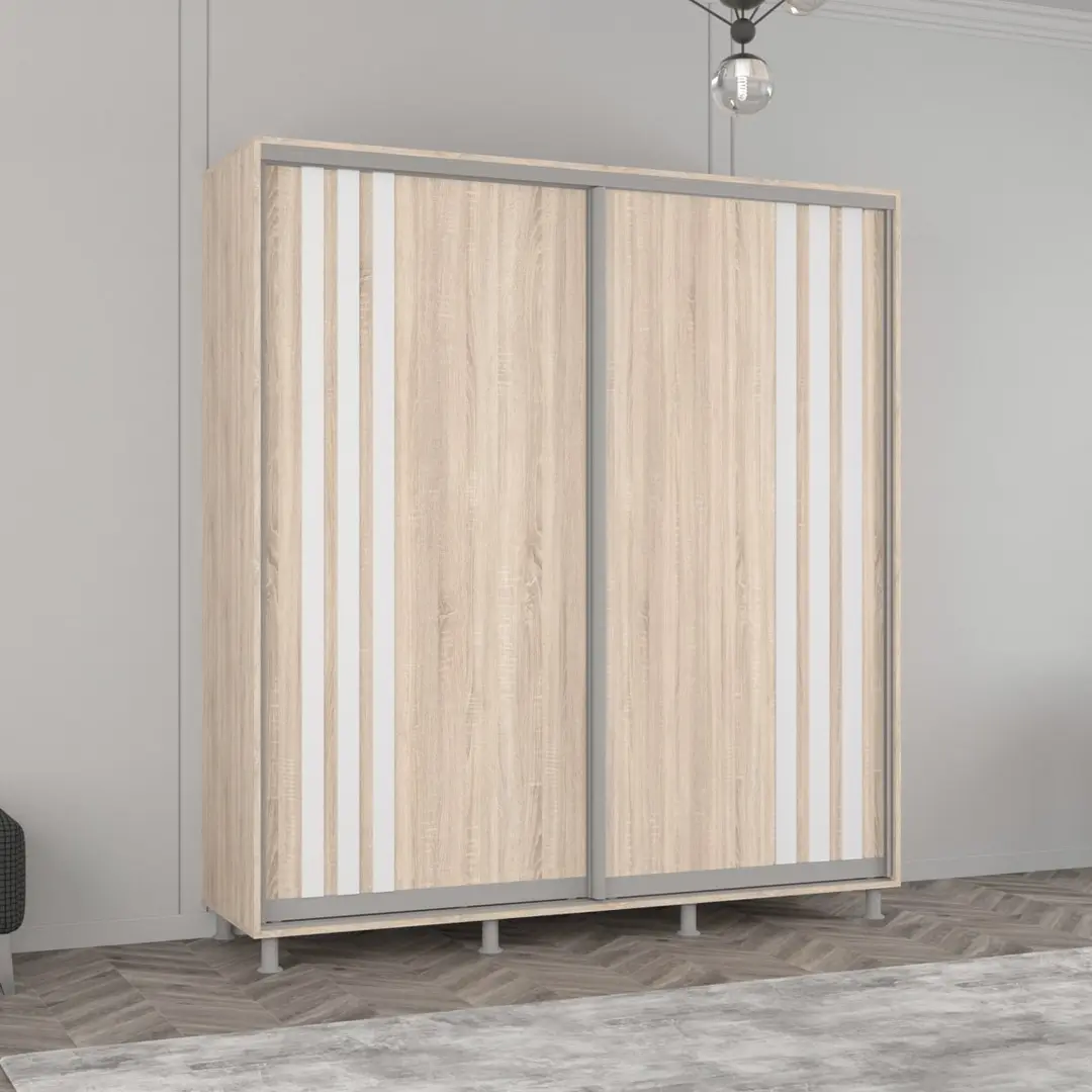 Dulap-cupe Mobildor Aron cu lamele 210x210x60 (Sonoma Oak/White)