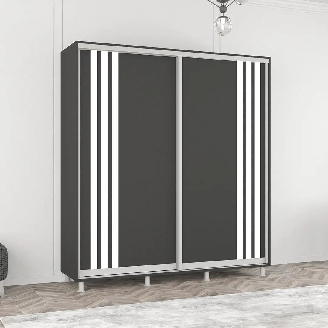 Dulap-cupe Mobildor Aron cu lamele 210x230x60 (Anthracite/White)