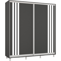 Dulap-cupe Mobildor Aron cu lamele 210x240x60 (Anthracite/White) Thumb