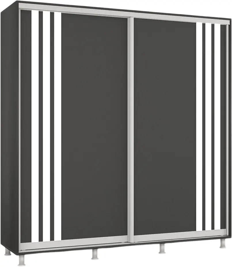 Dulap-cupe Mobildor Aron cu lamele 220x200x60 (Anthracite/White) - 2